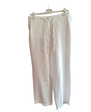 Penny Pull Pantaloni Bianchi In Puro Lino Taglia L/IT 44 Donna
