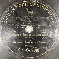 Noté : La Traviata (Verdi) DISQUE ONE-SIDE 78 RPM GRAMOPHONE G&T BERLINER