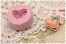 stampo in gomma per fimo cernit con torta cuore 1,4X1,2cm*rubber mold for fimo