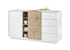 Credenza armadio comò bianco opaco rovere decoro ante cassetti Giamaica 152 cm