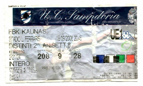 Biglietto sampdoria genova - sampdoria,