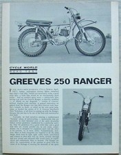 GREEVES 250 RANGER TRIAL BIKE prova su strada CICLO MONDO ristampa c1967