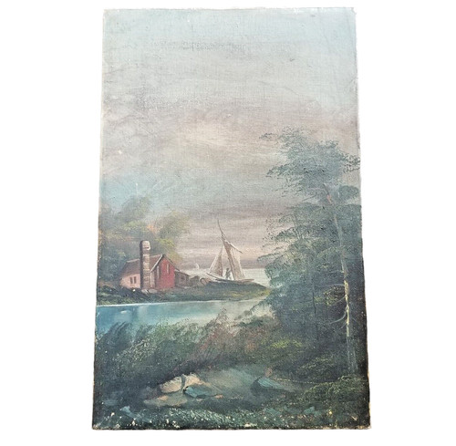 Dipinto antico olio - , paesaggio