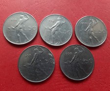 LOTTO 5 monete 50 Lire 1958 Vulcano 1° tipo Repubblica Italiana 1954 - 1989