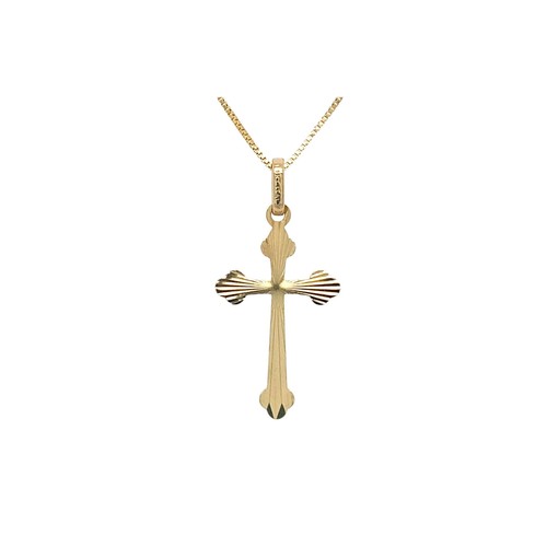 14k yellow gold stylized - yellow, cross