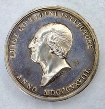 Rara medaglia argento 1828 FDC Luigi Tadini belle arti Lovere conio originale Co