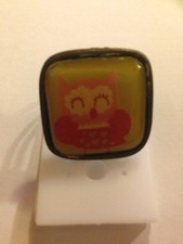 Anello regolabile quadrato vintage gufo