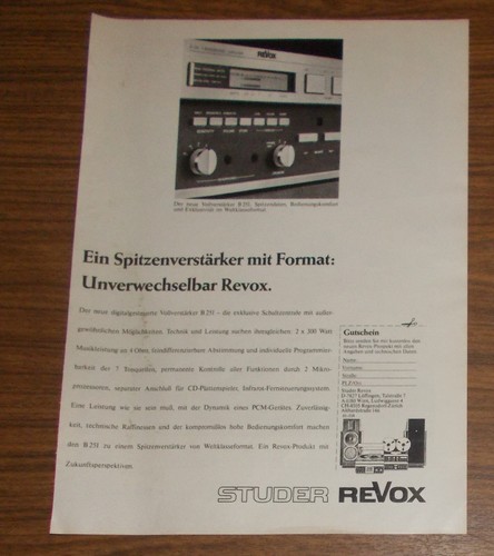 Rara pubblicità vintage revox - pubblicità,