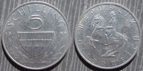 Austria 5 schilling 1989 - #,