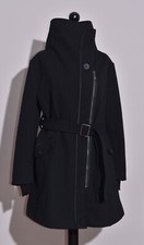 Cappotto donna Desigual nero media lunghezza con cintura e tasche collo alto taglia 44