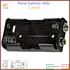 Portabatterie aa porta batteria batterie pile stilo 2 posti in plastica con clip