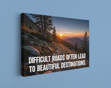 Tela motivazionale strade difficili montagna tramonto citazione decorazione arte parete