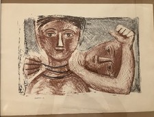 Litografia Massimo Campigli Due Volti
