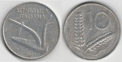 Italia lire 1977 - 10, lire,
