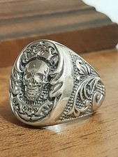 Anello Uomo  Argento 925  Skull Teschio Ring Sterling Man Harley Moto $