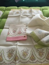 ASCIUGAMANI IN  LINO DA CORREDO ANNI 70  CM  75X110  SET DA QUATTRO PEZZI