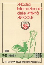 28-127 CARTOLINA FORLI' 1986 36 MOSTRA MACCHINE AGRICOLE ATTIVITA AVICOLE CAVEJA