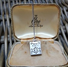 Collana vintage in argento sterling 925, ciondolo Sacra Bibbia, catena in argento 16" 