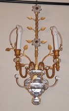 APPLIQUE LAMPADA DA PARETE IN METALLO DORATO E CRISTALLO MAISON BAGUE O BANCI