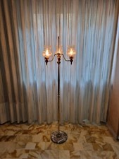 piantana vintage ottone e base marmo a tre luci funzionante