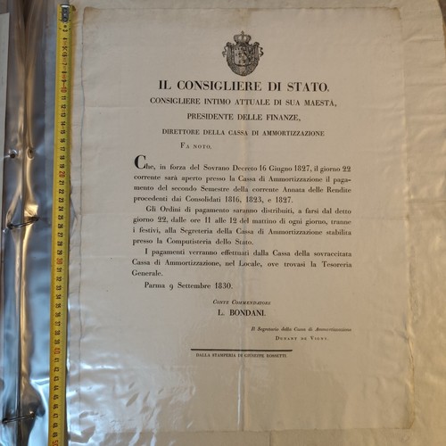 Documento storico 1830 parma - storico,