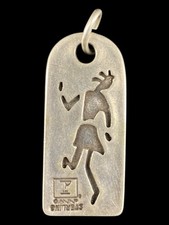 Ciondolo vintage Kokopelli in argento sterling firmato illeggibilmente