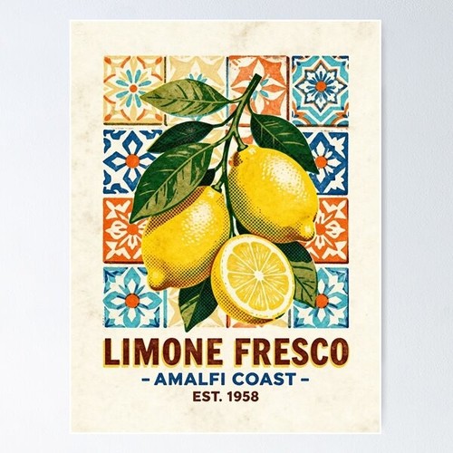 Vintage italian lemon - lemon, tile