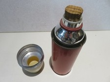 vecchio THERMOS in alluminio plastica ferro e vetro vintage d'epoca per bevande