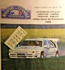 MC43 DECAL  ADD 1:43 - CITROEN BX 4 TC TABATONI CHAUCHE - RALLYE PROVENCE 1986