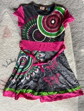 Desigual Short Sleeve Dress with Ribbon Tie Big Girls Size 7/8   122-128 cm