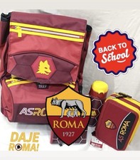 SET SCUOLA - AS ROMA - ZAINO - BORRACCIA - ASTUCCIO CON COLORI - 3 Pezzi