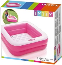 Intex 57100 Piscina Baby Rettangolare, Colore celeste o Fuxia (86x86x25 cm) (1 p
