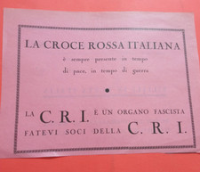 PUBBLICITA' 1932 LA CROCE ROSSA ITALIANA E' UN ORGANO PROPAGANDA FASCISTA C.R.I.