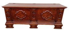 Cassapanca in noce veneta formelle in radica epoca 700 XVIII secolo 171 cm L