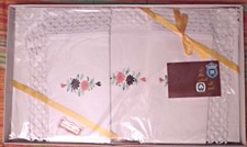 CORREDO MATRIMONIALE LENZUOLO SOPRA E 2 FEDERE COTONE RICAMATO ANNI '80 RICAMIF.