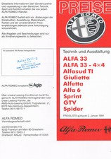 Listino prezzi Alfa Romeo Alfa