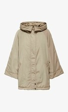 giubbino donna con cappuccio beige maniche 3/4 taglio loose