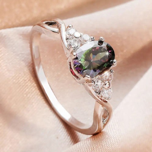 Anello argento multicolore