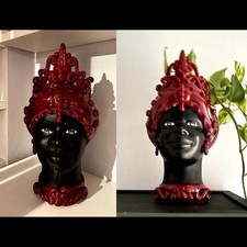 Coppia Teste di Moro Verus “Liberty” 42 cm – Ceramiche di Caltagirone