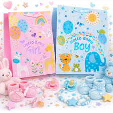 Borsa regalo Hello Baby blu o