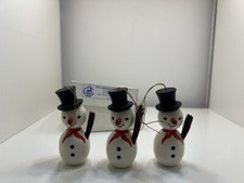 Statua da collezione pupazzi di neve in legno circa 6,5 cm ottime condizioni