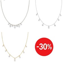 Collana Donna Argento 925 Girocollo con Zirconi Cuori o Quadrati AMEN