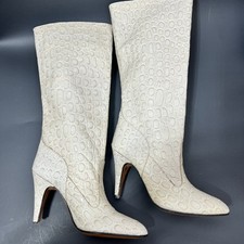 Stivali alti vintage Siamanto anni 70 80 bianco sporco vera pelle tacco alto misura 5