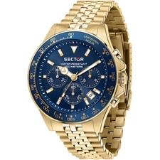 Orologio Uomo SECTOR 230 R3273661030 Chrono Bracciale Acciaio Gold Dorato Blu