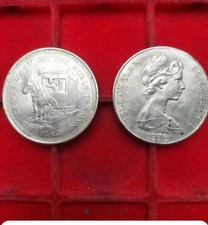 ISOLA DI MAN 1 CROWN 1976 - 100° ANNIVERSARIO TRAM A CAVALLO - 2 MONETE.