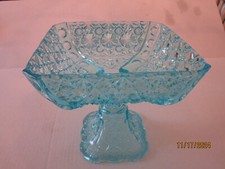 Adams EAPG Aqua Blue Compote #86 margherita e pulsante impronta pollice 1886 vaselina RARO