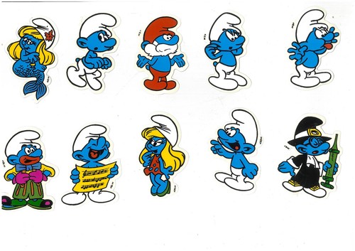 Puffi smurfs adesivi - puffi,