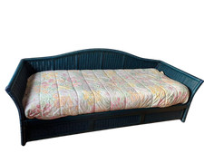 Divano con doppio letto giunco midollino blu ottanio