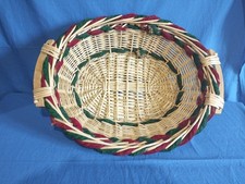 Cesto Ovale Intreccio A Raggiera Vimini Artigianale Rivestimento Velluto...