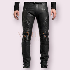 Pantalone uomo pelle vero stile jeans nero morbido pelle di agnello pantalone stile semplice LGBT